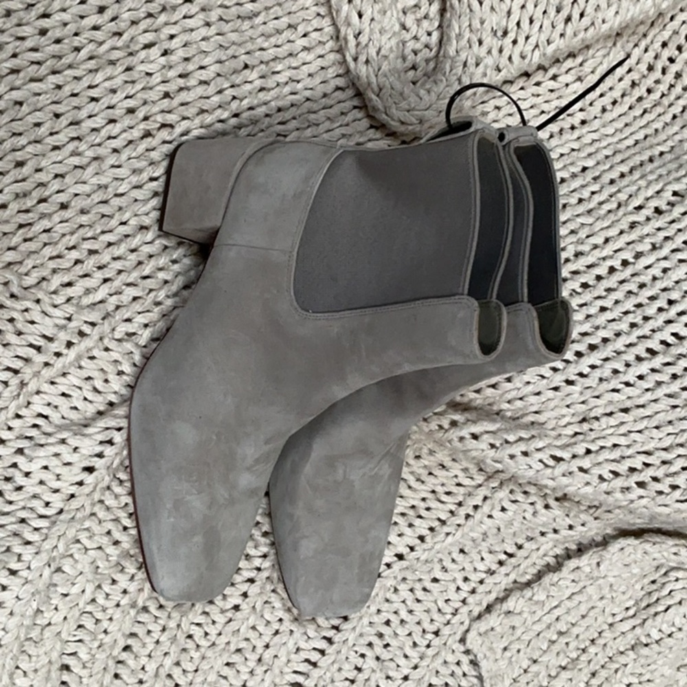 Vince Light Gray Suede Ankle Boots